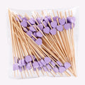 JtmyAota 100 Pack Fruit Toothpicks, Heart-Shaped Bamboo Cocktail Picks, Natural Bamboo Toothpicks for Appetizers Fruit Cake Dessert Barbecue Snacks Sandwiches (Purple)