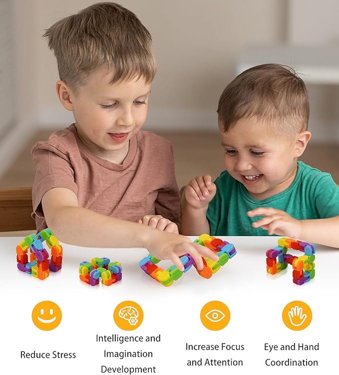 Wacky Track Fidget Toys Bulk – 30 Pack Rainbow Snap and Click Twisty Toys for Kids, Party Favors, Classroom Rewards, Treasure Box Prizes