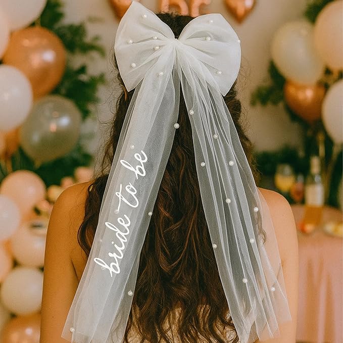 Bride to Be Veil for Bachelorette Party, Bridal Shower, Wedding Morning, Engagement Photo Accessory