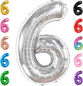 KatchOn, Giant Silver Number 6 Balloon - 40 Inch | 6th Birthday Balloons for 6th Birthday Decorations | 6 balloons for Birthday | Six Balloon Number | 6 Year Old balloon for 6 Year Decorations