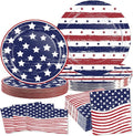 OuMuaMua 75 Pcs American Flag Patriotic Party Plates and Napkins, 4th of July Disposable Tableware Paper Set for Veterans, Election, July 4th Independence Day Party Supplies Decorations, Serves 25