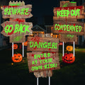 Halloween Decorations Beware Signs Yard Stakes Outdoor Creepy Assorted Warning Sign,Scary Zombie Theme Party Decor Supplies,3 Pieces