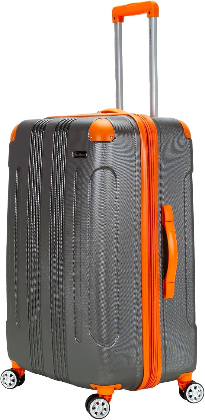 Rockland London Hardside Expandable Spinner Wheel Luggage, Checked Large 28", Charcoal