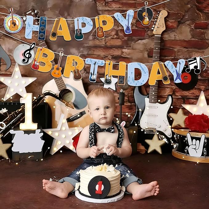Guitar Party Decorations Happy Birthday Banner Guitar Party Banner Garland for Birthday Party Decorations Guitar Party Supplies