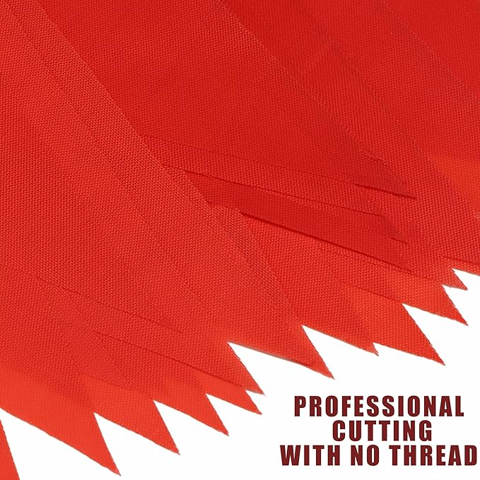 Novelty Place 36 Feet Solid Red Pennant Banner - 30 Multicolor Bunting Flags (8x11 Inches) - Birthday Party Grand Opening Holiday Decorations