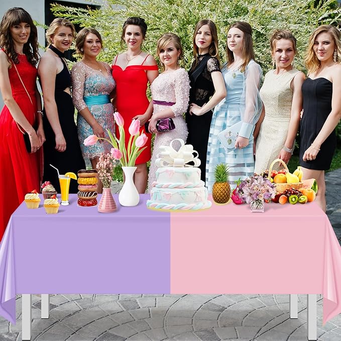 12Pcs Pastel Tablecloths, Rainbow Mix Color Plastic Tablecloth Disposable Rectangle Table Covers for Baby Shower,Bridal,Wedding, Easter,Birthday and Ice Cream Party Decoration, 54 x 108 Inch