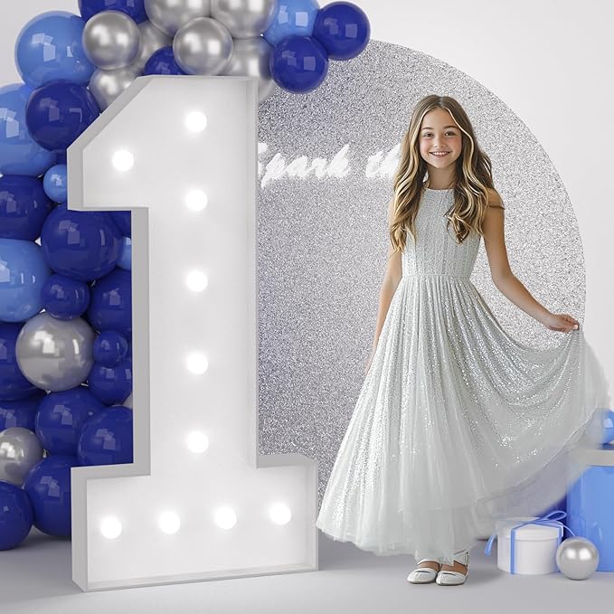 JoyMuse 4FT Marquee Numbers 1, Large Light Up Numbers 1 for 1st 10th 30th 50th Birthday Decorations Cool White Light Number 1 for Anniversary Birthday Party Decor