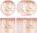 40PCS Retirement Decorations For Women Rose Gold Retirement Party Decorations Supplies Tableware Plates and Napkins for Women Going Away Party Disposable Dinnerware Kit,20 Guests
