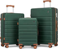 Hulsin Luggage Sets Clearance 3 Piece Hardside Suitcase with Wheels, 20/24/28 inch Rolling Luggage Set for Women, Hard Shell Travel Suitcases with TSA Lock(Green, 3PCS Set)