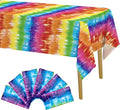 Iceyyyy 6 Pcs Tie Dye Tablecover - 54" x 108" Tie Dye Theme Rainbow Table Cloth Colorful Tablecover for Tie Dyes Themed Party Decorations