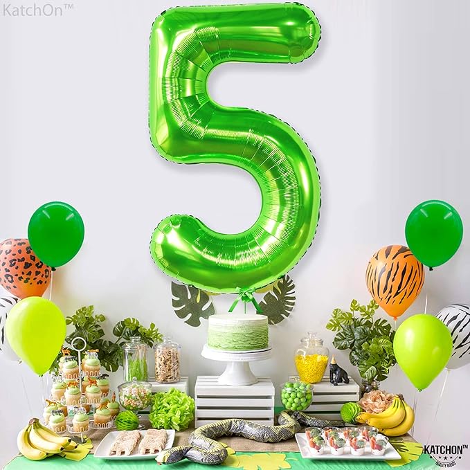 KatchOn, Light Green 5 Balloon Numbers - 40 Inch | Balloons for 5th Birthday Decorations for Boys | 5th Birthday Balloons | Dinosaur Party Decoration | Number Balloons for Anniversary Decorations