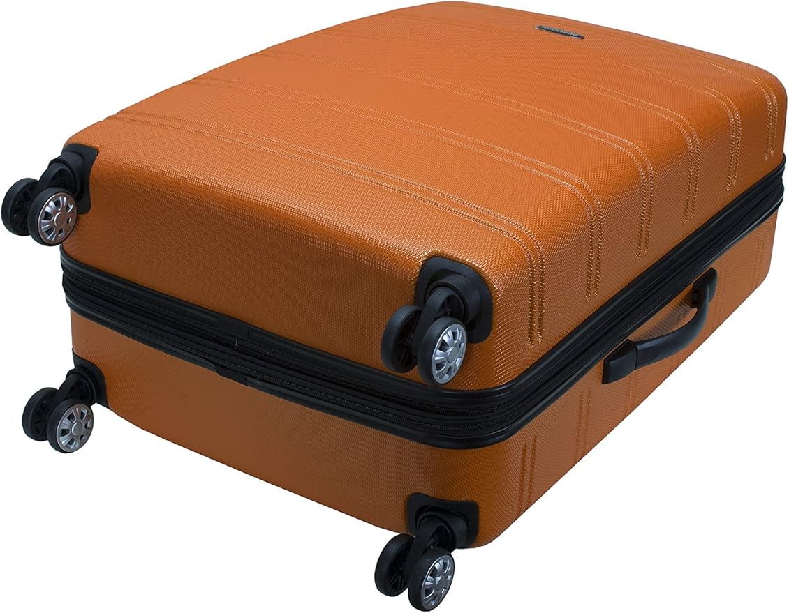 Rockland Melbourne Hardside Expandable Spinner Wheel Luggage, Checked Large 28", Orange