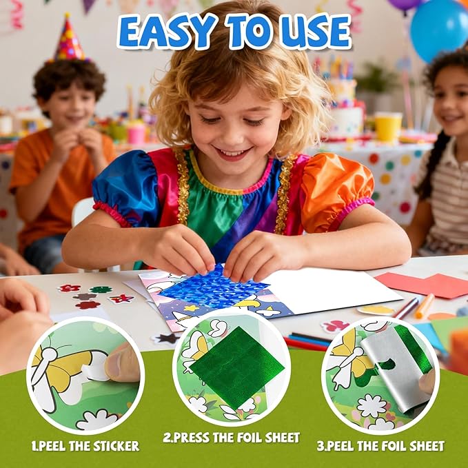 PARTYWIND Party Favors for Kids, 24 Pack Foil Art & Craft Books Bulk for Kids 4-8, Easter Basket Goodie Bag Stuffer & DIY Creative Activity Toys for Kids Birthday Party Favors, Classroom Prizes