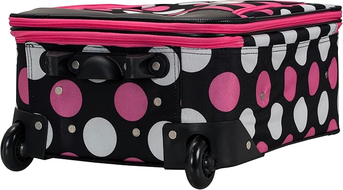 Rockland Fashion Softside 2 Piece Luggage Set, Expandable, (14" Tote/19" Upright), Multi Pink Dot