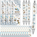 50 Sets Pen Favors Gifts for Guests Includes 50 Rolling Paper Ballpoint Pens and 50 Greeting Thank You Bookmarks Party Favors