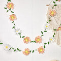 2PCS Paper Flower Garland, Paper Leaves Banner Vine Flowers with Green Leaves Crepe Floral Garland Decorations for Wall Anniversary Wedding Birthday Arch Decor (8.2ft)