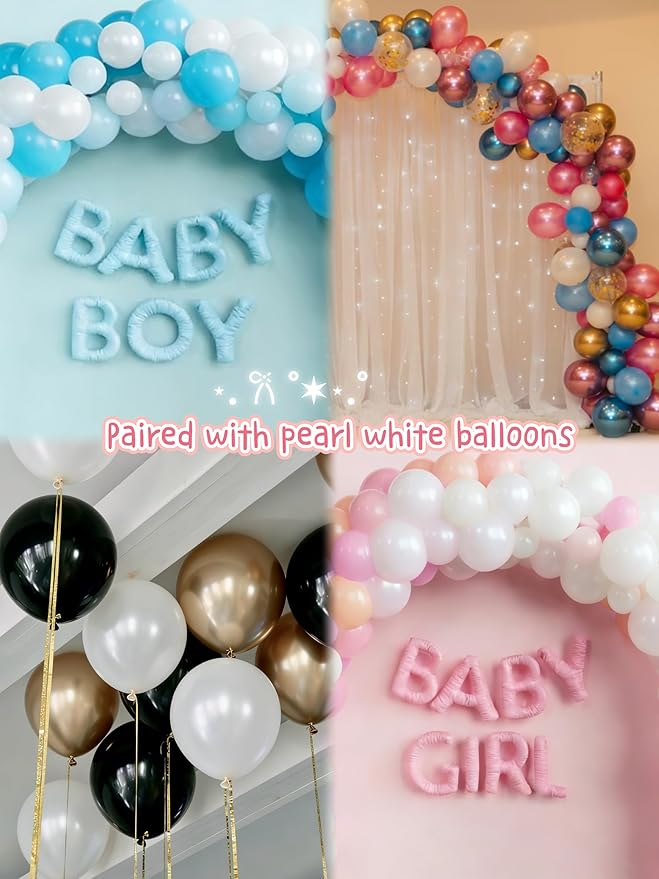 Pearl White Balloons 12 Inch 50PCS Matte Balloons Round Pearlized White Latex Balloons for Wedding Birthday Christmas Baby Shower Anniversary Backdrop White Theme Party Arch Decorations