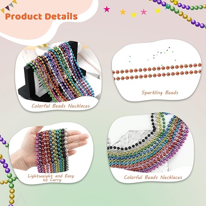 SHAOQINLIN 50 PCS Orange Bead Necklace, Orange Mardi Gras Beads, Halloween Necklaces, 33 Inch Party Beads Necklace Round Beaded Necklace for Mardi Gras, Christmas, Halloween