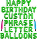 Happy Birthday Balloon Banner Custom Phrase Balloons letter 16 inch Personalized Alphabet Letters Foil Mylar Balloons (Green)