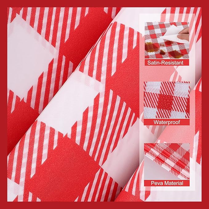 3 Pack Red and White Checkered Tablecloth, 54 X 108Inch Plastic Red Gingham Table Cloth Disposable Spring Picnic Tablecloth Waterproof Red Checkered Table Cover for BBQ Picnic Barbecue Birthday Party