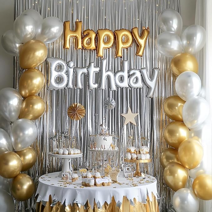 PartyWoo Silver Streamers 3pcs Tinsel Backdrop 8.2FT Metallic Tinsel Foil Fringe Streamer Curtains Party Photo Booth Backdrop for Graduation Baby Shower Bachelorette Wedding Disco Party Decorations