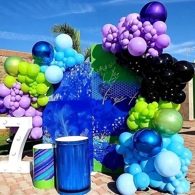 Black and Green Balloons, 60PCS Teal Blue Green Purple Video Game Balloons, Black Purple Blue Balloon for Man Video Game Baby Shower Birthday Monsters Theme Boys Game Night Party Decorations Supplies