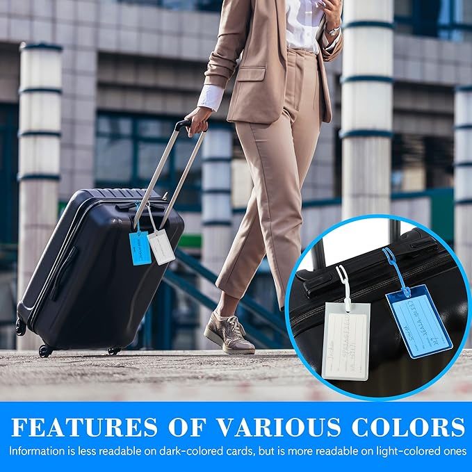 50 Pack Luggage Tags for Suitcases, Airplane Travel Essentials for Flying, International Travel Must Haves, and Luggage Accessories by Sodsay