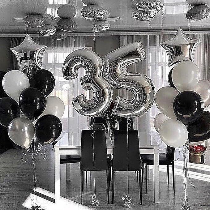 40 Inch Large Silver Number 3 Letter Balloon, Alphabet Letter Mylar Foil Helium Big Number Balloons for Birthday Anniversary Party Graduations Festival Decorations