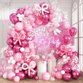 Pink Balloon Garland Arch Kit, 103 PCS Metallic Hot Light Baby Pink and Clear Balloon Bow Balloons for Girls Birthday Princess Baby Shower Wedding Party Decorations