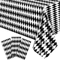 Irenare 3 Pieces Black and White Checkered Tablecloth Gingham Tablecover Disposable Plastic Tablecloth Spring Picnic Tablecover for Spring Birthday Party Sock Hop Holiday Party Decor 54 x 108 Inches
