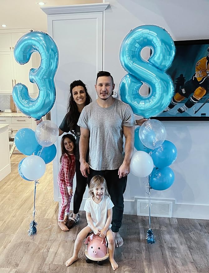 Pearlescent Blue 3 Balloon, Number Balloons 40 Inch, 3rd Birthday Decorations for Kids Girls Boys, Men Women Party Supplies for Party Decorations, Number 3 Balloon