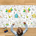 Spring Easter Coloring Tablecloth for Kids: 72x30 Inch Activity Poster Crafts, Classroom Game, Spring and Easter Paper Table Cloth & Cover, Bunny & Egg Tablecloth Banner Party Supplies Decoration