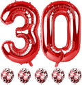 Red 30 Birthday Balloon Numbers, 40 Inch Big Foil Mylar Number 3 and 0 Balloons with Red Confetti Latex Helium Balloons Set for Men Women 30th 3rd Birthday Anniversary Party Decorations Supplies