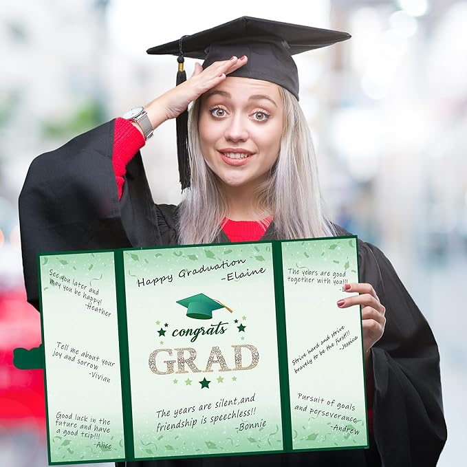 Vlipoeasn 2026 Graduation Guest Book Alternative, Green Gold Class of 2026 Graduation Party Decorations, Graduation Signature Book for 2026 College High School, Unique Graduation Gifts for Friends