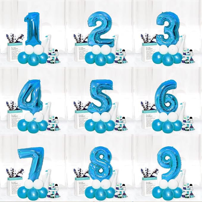 Blue 40 Inch Number 5 Balloon, Mylar Foil Balloon for Birthdays, Anniversaries, Graduation, Party Decoration