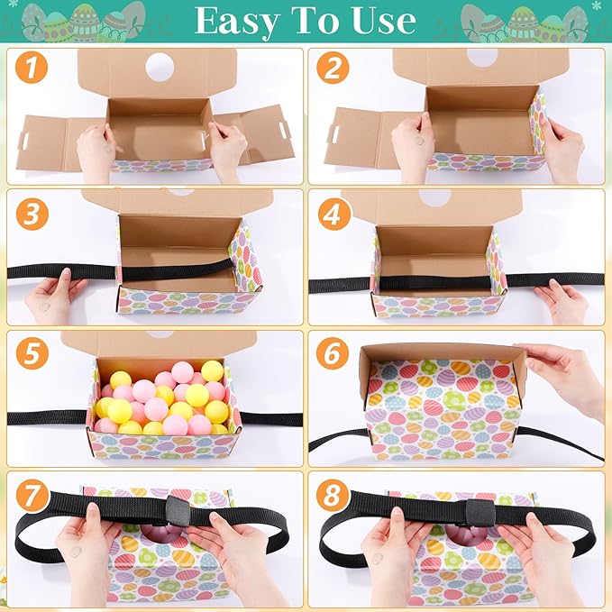 4 Sets Easter Party Games Swing Shaking Balls Game Colorful Egg Novelty Twerk Game with 4 Adjustable Belts and 80 Balls for Adults Garden Outdoor Indoor Group Holiday