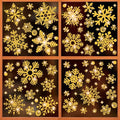 Gold Glitter Snowflake Window Clings 147PCS Sparkling Window Snowflakes Winter Wonderland Decorations for Home Office Christmas Party(Glitter Gold)
