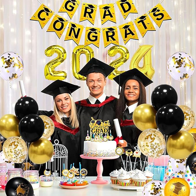 Black and Gold Balloon Stand Centerpiece Table Decorations Black and Gold Party Decorations for Birthday Wedding Retirement Anniversary Father's Day New Years Graduation 2026 (Black gold set5)