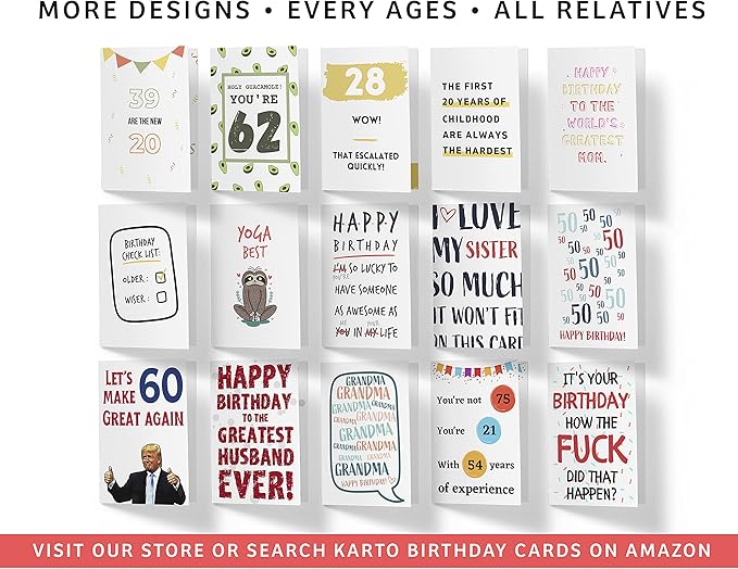 Karto Funny 40th Birthday Card for Men Women - Large 5.5x8.5 inch 40 Years Old Birthday Cards for Him Her - Childhood
