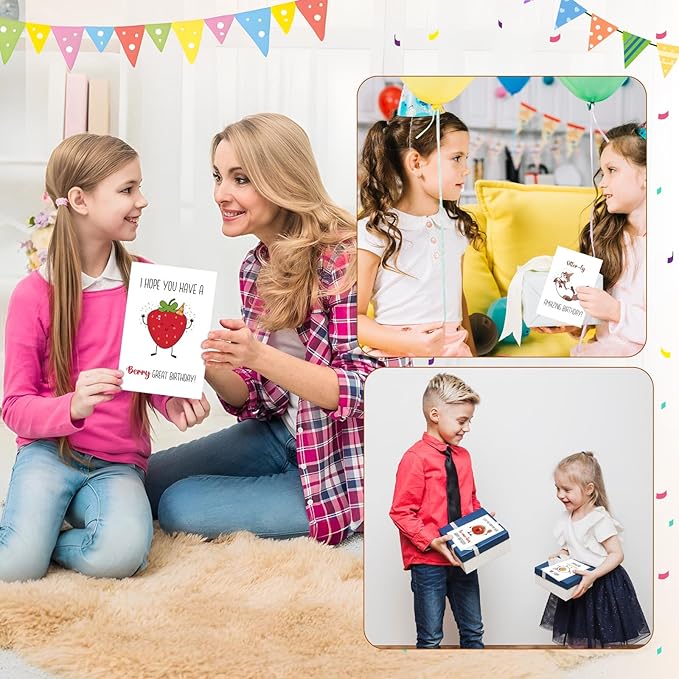 40 Birthday Cards with Envelopes & Stickers Set, 4"x6" Funny Bulk Birthday Card 20 Unique Designs Cute Handmade Greeting Card for Kids, Women, Friends, Family, Work & Office