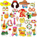 30 Pieces Luau Photo Booth Props Party Decorations Photo Props Hawaiian Themed Party Decorations Tropical Tiki Party Favors for Hawaiian Summer Pool Beach Birthday Wedding Party Supplies (Yellow)
