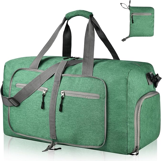 Dimayar 85L Travel Duffle Bag for Men Women - Foldable Duffel Bag with Shoes Compartment - Overnight Bags Waterproof & Tear Resistant(Forest Green)