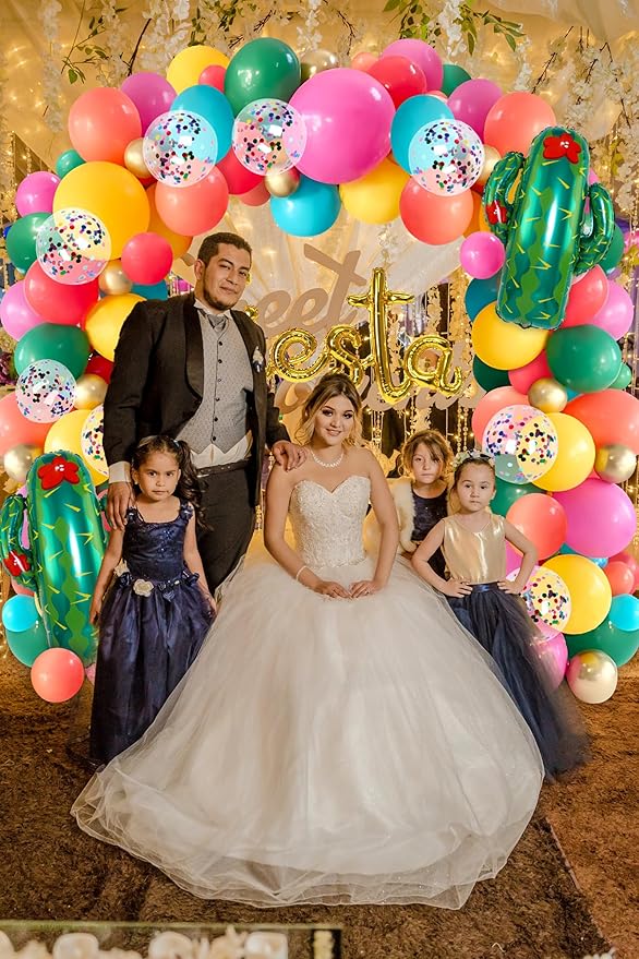 Geefuun Cinco De Mayo Fiesta Party Decorations - Mexican Themed Balloons Garland Arch Kit + Circle Dot Garland for Birthday Decor Supplies (No Air Pump)