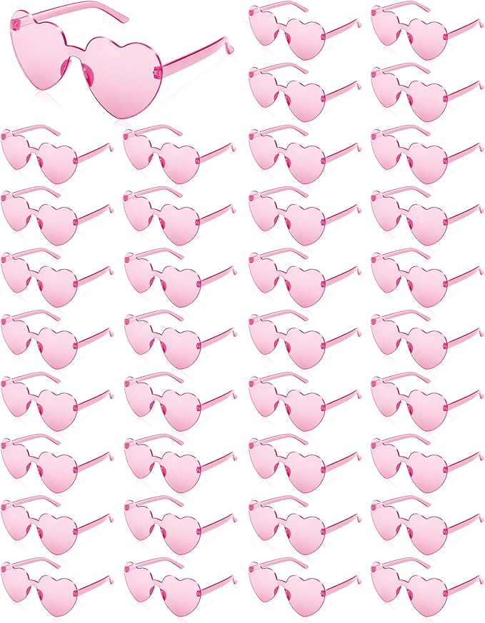36 Pairs Heart Sunglasses for Women Heart Shaped Sunglasses Bulk Pink Heart Glasses for Party Favor(pink)