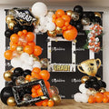Orange Black White Balloon Arch Kit 143Pcs with Gold Confetti Balloon for Orange and Black Birthday Party Decorations Graduation Party Birthday Party