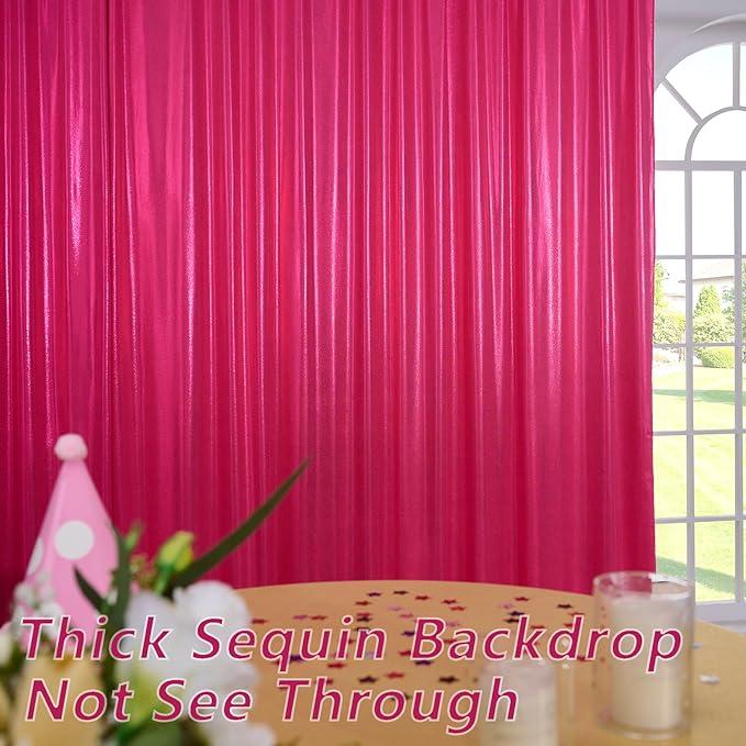 20x10 Wrinkle Free Hot Pink Sequin Backdrop Curtain for Parties-Thick Not Fall-Off Glitter Fuchsia Backdrop Drapes-4 Panels 5x10ft Shimmer Photo Back Drop Cloth for Wedding Birthday Photography