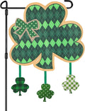 St Patrick Shamrock Garden Flag Banner Outdoor Decorations for Outside Double-Sided Printed, St Patricks Shamrocks Yard Flags House Yard Spring Seasonal Decoration 15 x 14 Inch Striped Plaid