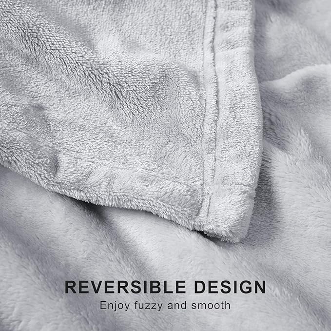 Hansleep Fleece Light Grey Twin Blanket, Super Soft Flannel Fuzzy Plush Cozy Blanket for All Seasons, Light Grey, Twin 60x80 Inches