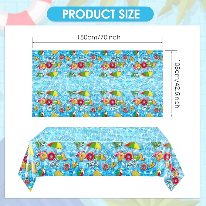 3Pcs Pool Party Decorations Tablecloth, Life is Better at The Pool Tablecloth Disposable Summer Pool Party Decorations Table Cover