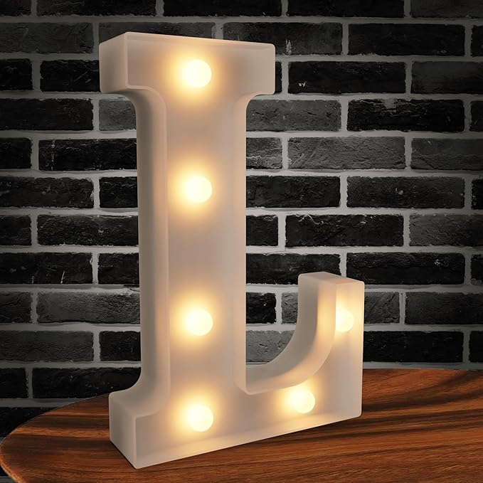 Light Up Letters Marquee, 26 Alphabet Battery Powered LED Lights Sign, Night Light White Plastic Letters for Engagement Party, Wedding, Baby Shower, Birthday